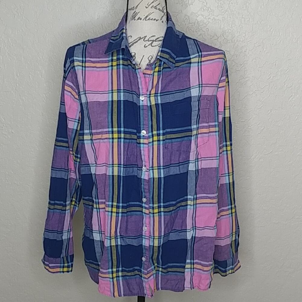 Old Navy The Perfect Shirt Plaid Button Front Shirt Size XL